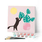 Mini Paint By Numbers 20X20Cm With Frame Kitten And Plant In The Sun