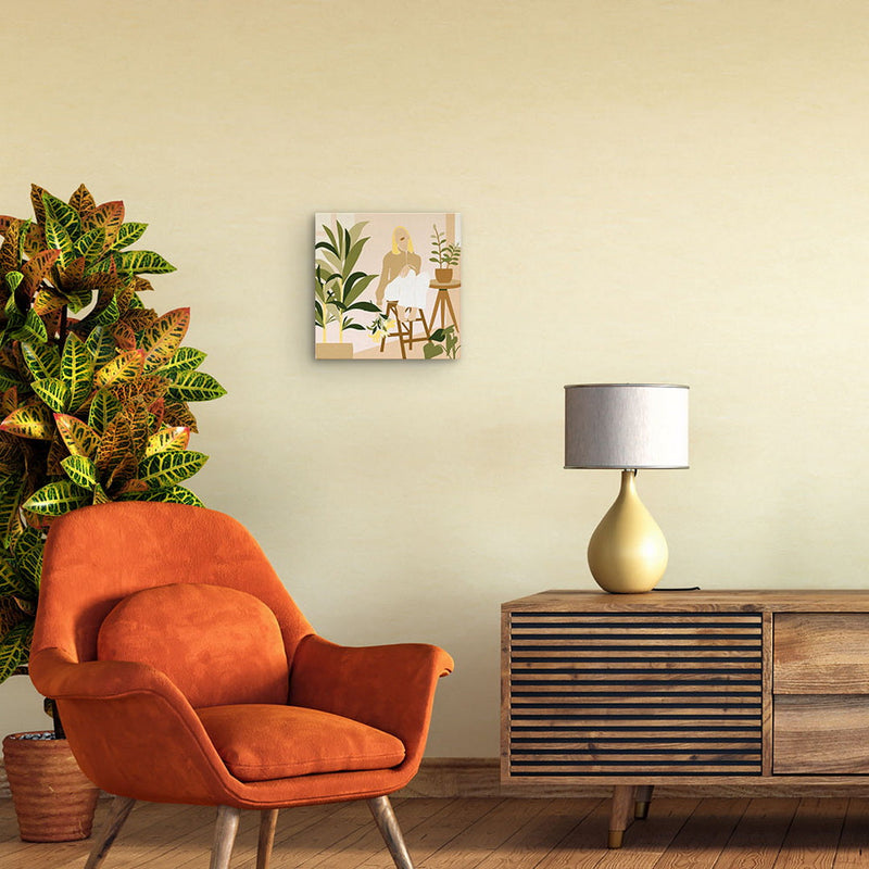 Mini Peinture Par Numéros 20X20Cm Avec Cadre Femme Et Bouquet