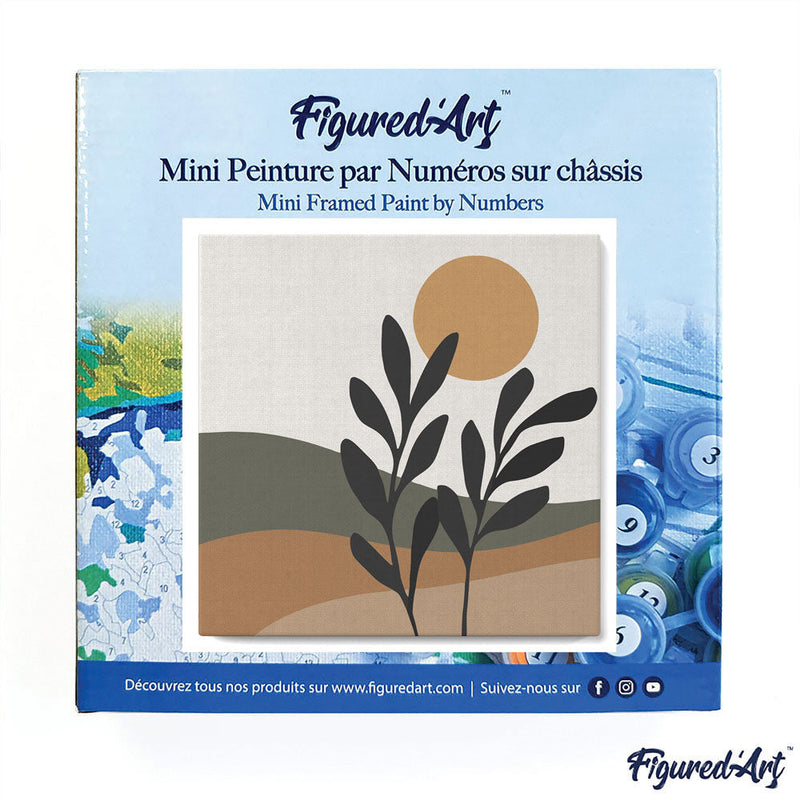 Mini Peinture Par Numéros 20X20Cm Avec Cadre Paysage Et Plante