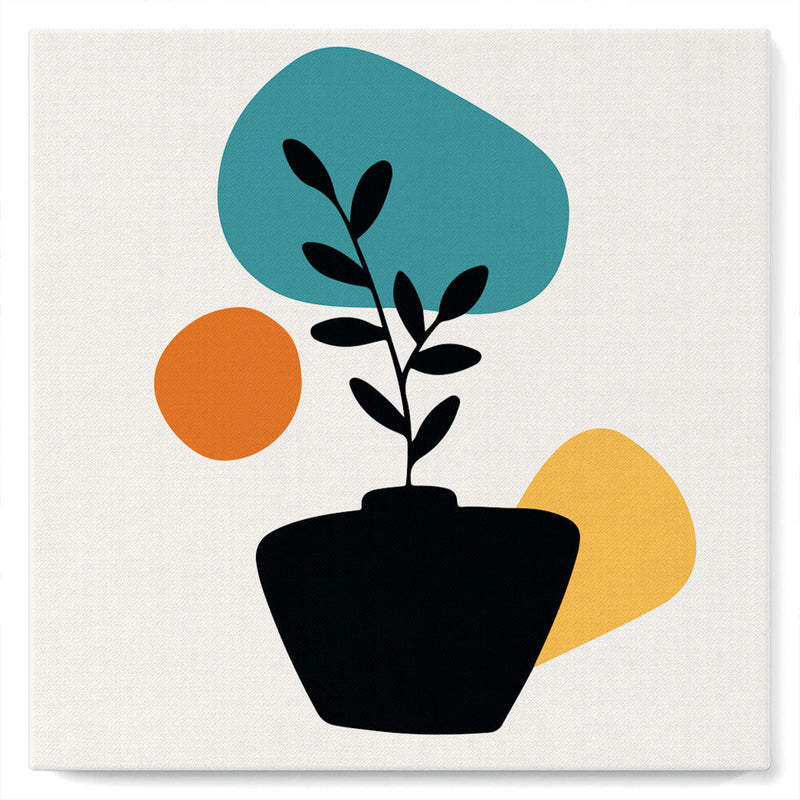 Mini Peinture par Numéros petit format 20x20cm avec cadre Plante et Pot noir