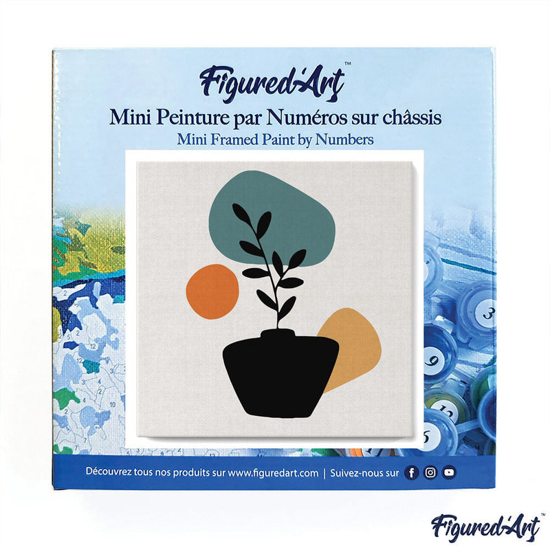 Mini Peinture Par Numéros 20X20Cm Avec Cadre Plante Et Pot Noir