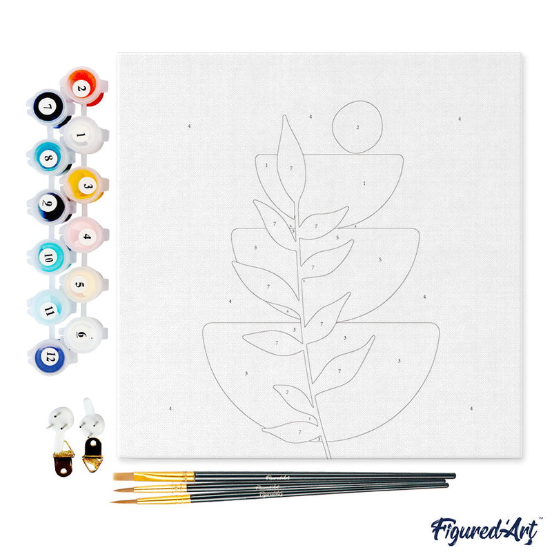 Mini Peinture Par Numéros 20X20Cm Avec Cadre Plante 2