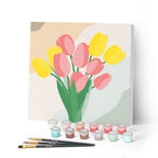 Mini Peinture Par Numéros 20X20Cm Avec Cadre Bouquet De Tulipes