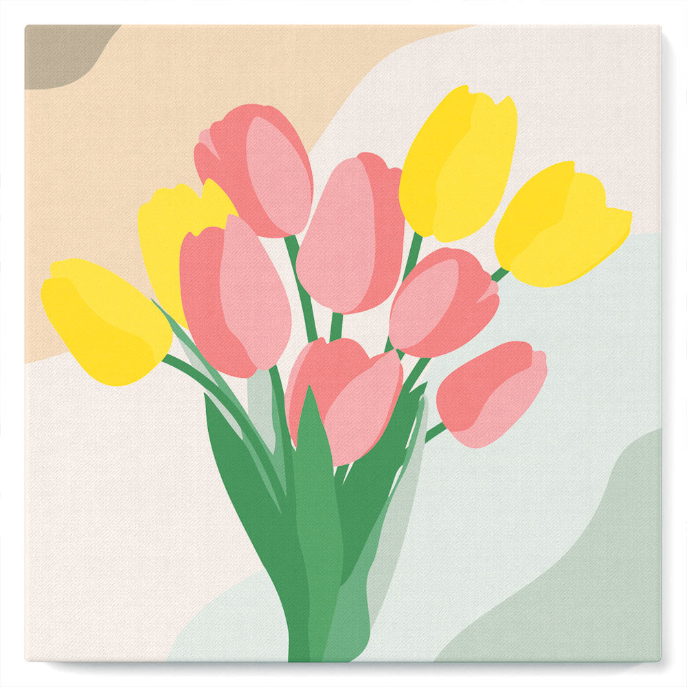 Mini Peinture Par Numéros 20X20Cm Avec Cadre Bouquet De Tulipes