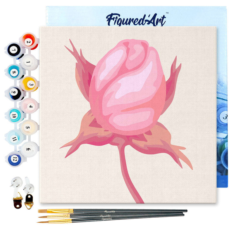 Mini Peinture Par Numéros 20X20Cm Avec Cadre Bouton De Rose