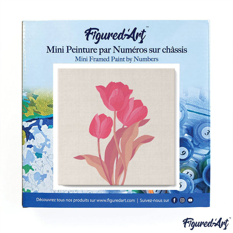 Mini Peinture Par Numéros 20X20Cm Avec Cadre 3 Tulipes Roses
