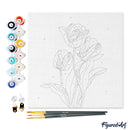Mini Peinture Par Numéros 20X20Cm Avec Cadre 3 Tulipes Roses