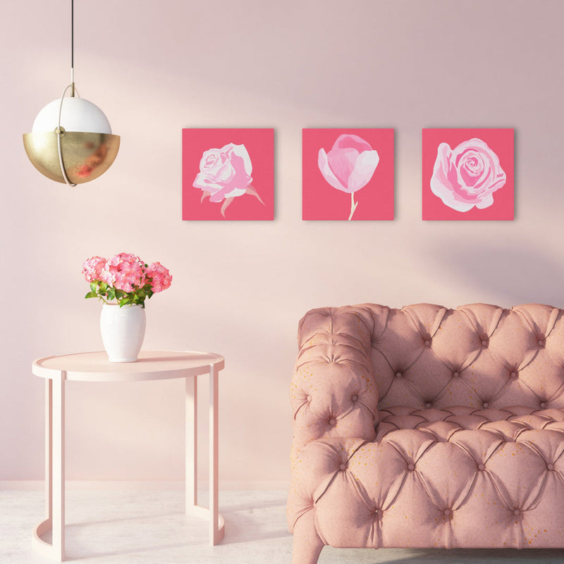 Mini Peinture Par Numéros 20X20Cm Avec Cadre Corolle De Rose