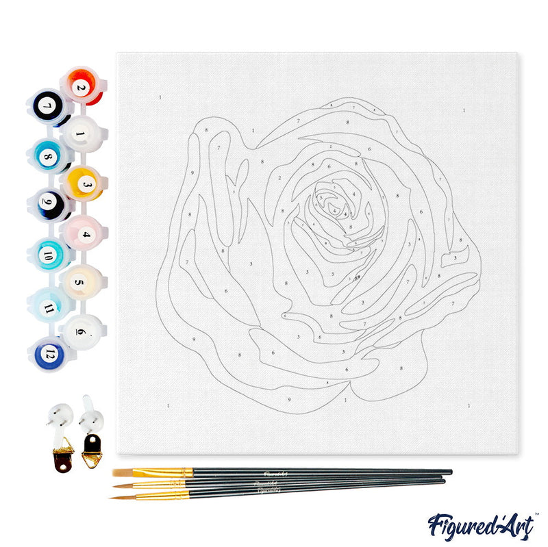 Mini Peinture Par Numéros 20X20Cm Avec Cadre Corolle De Rose 2