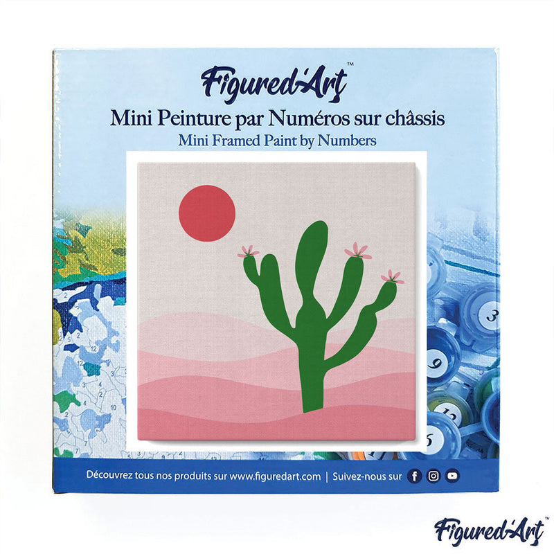 Mini Peinture Par Numéros 20X20Cm Avec Cadre Cactus