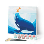 Mini Peinture Par Numéros 20X20Cm Avec Cadre Baleine Bleue