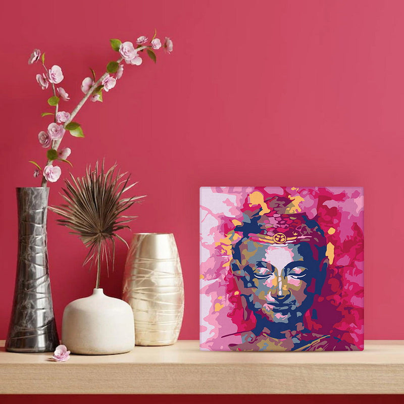 Mini Peinture Par Numéros 20X20Cm Avec Cadre Bouddha Précieux