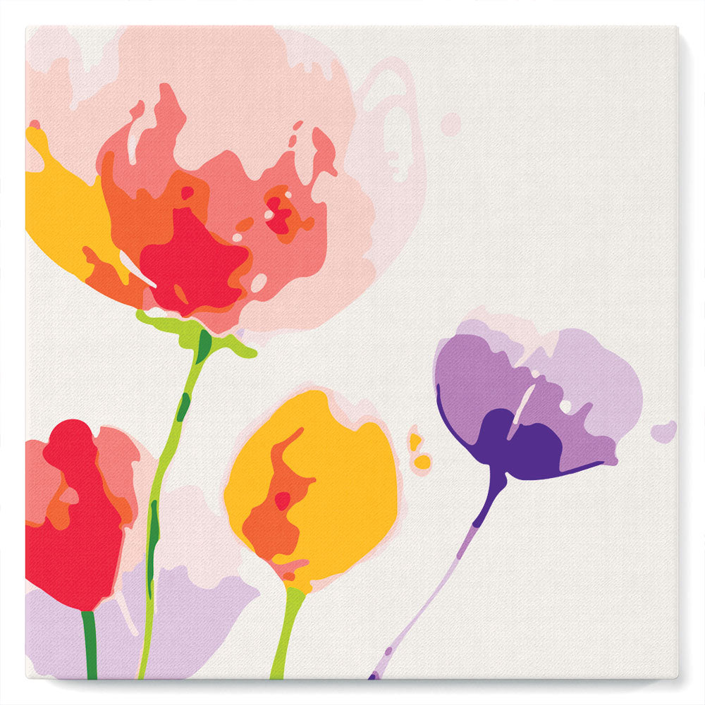 Mini Peinture Par Numéros 20X20Cm Avec Cadre Fleurs En Couleurs
