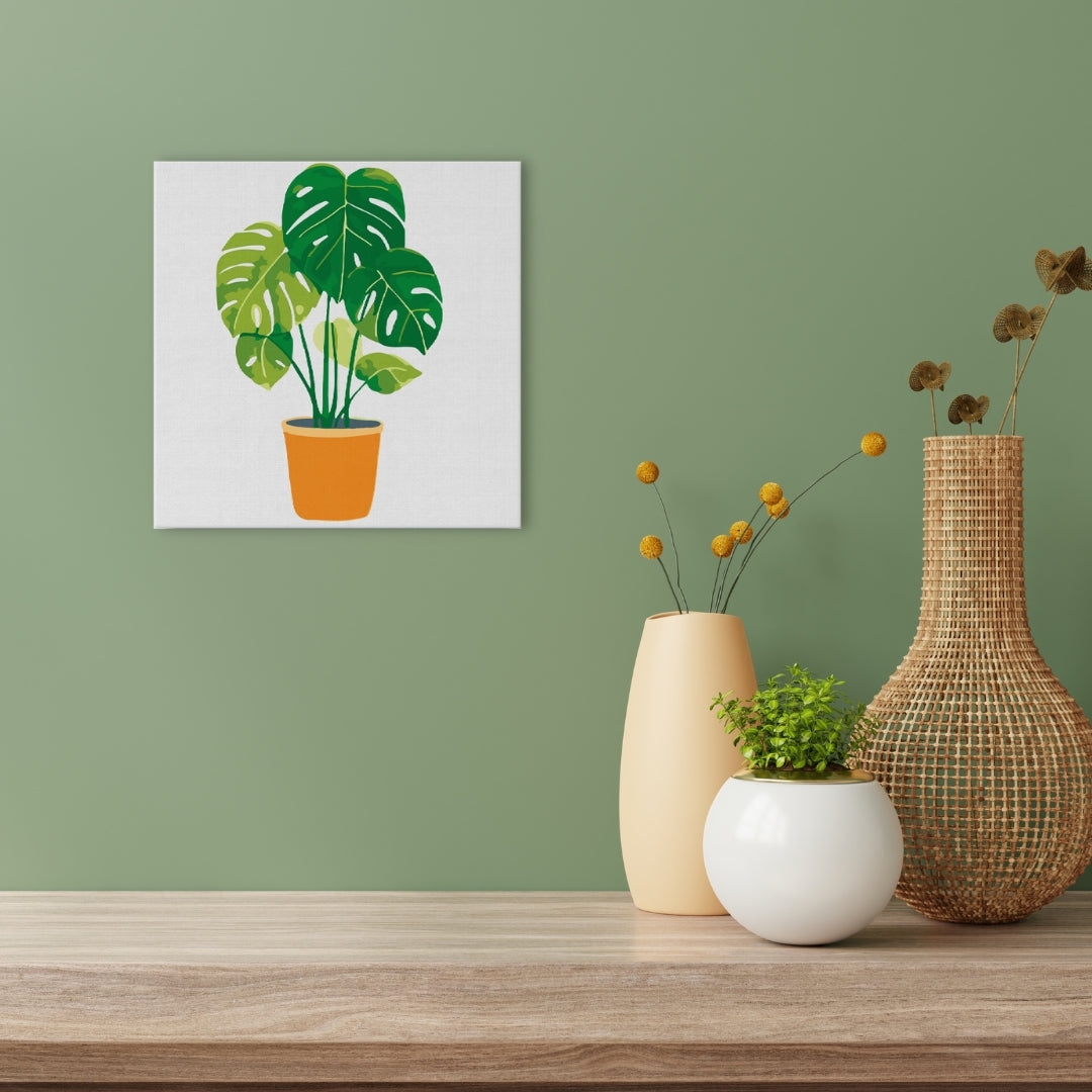Mini Peinture Par Numéros 20X20Cm Avec Cadre Plante Verte