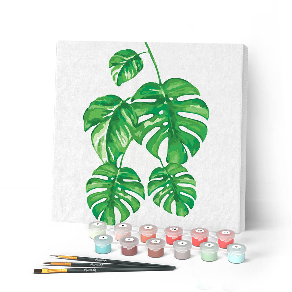 Mini Peinture Par Numéros 20X20Cm Avec Cadre Feuilles