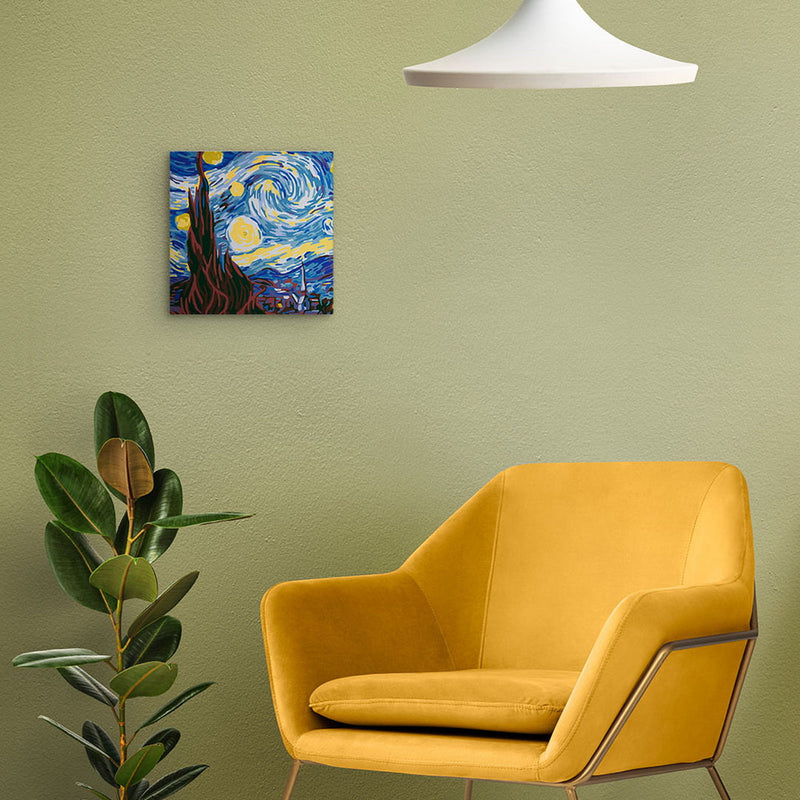 Mini Peinture Par Numéros 20X20Cm Avec Cadre Van Gogh Nuit Etoilée