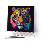 Mini Peinture Par Numéros 20X20Cm Avec Cadre Tigre Abstrait Pop Art