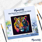 Mini Peinture Par Numéros 20X20Cm Avec Cadre Tigre Abstrait Pop Art
