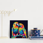Mini Peinture Par Numéros 20X20Cm Avec Cadre Perroquets Abstraits Pop Art