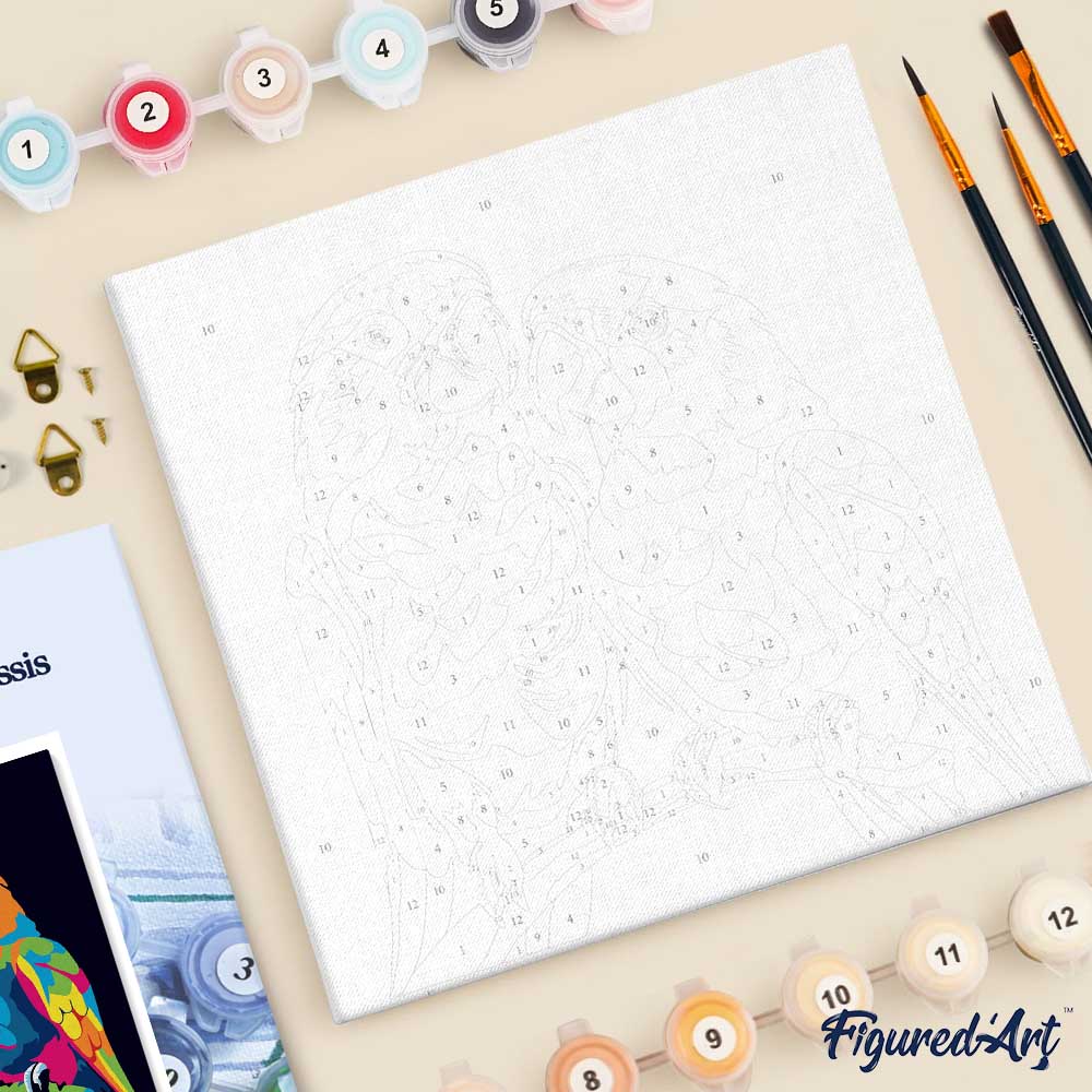 Mini Peinture Par Numéros 20X20Cm Avec Cadre Perroquets Abstraits Pop Art
