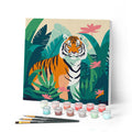 Mini Peinture Par Numéros 20X20Cm Avec Cadre Tigre Du Bengale Tropical