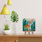 Mini Peinture Par Numéros 20X20Cm Avec Cadre Tigre Du Bengale Tropical