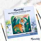 Mini Peinture Par Numéros 20X20Cm Avec Cadre Tigre Du Bengale Tropical
