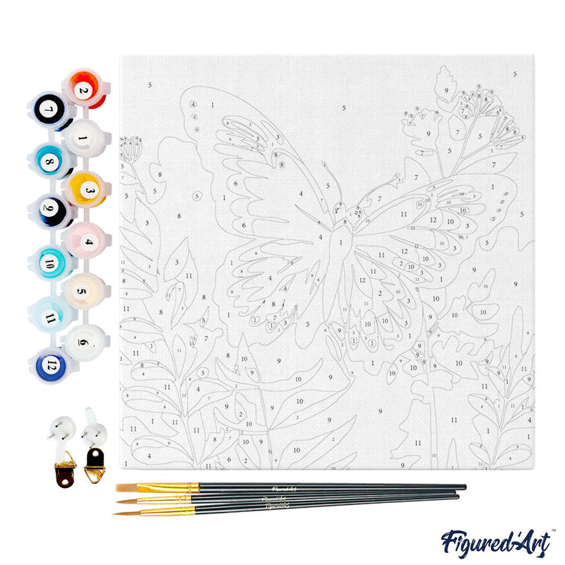 Mini Peinture Par Numéros 20X20Cm Avec Cadre Papillon Tropical