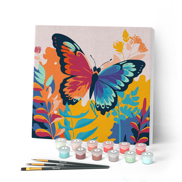 Mini Paint By Numbers 20X20Cm With Tropical Butterfly Frame