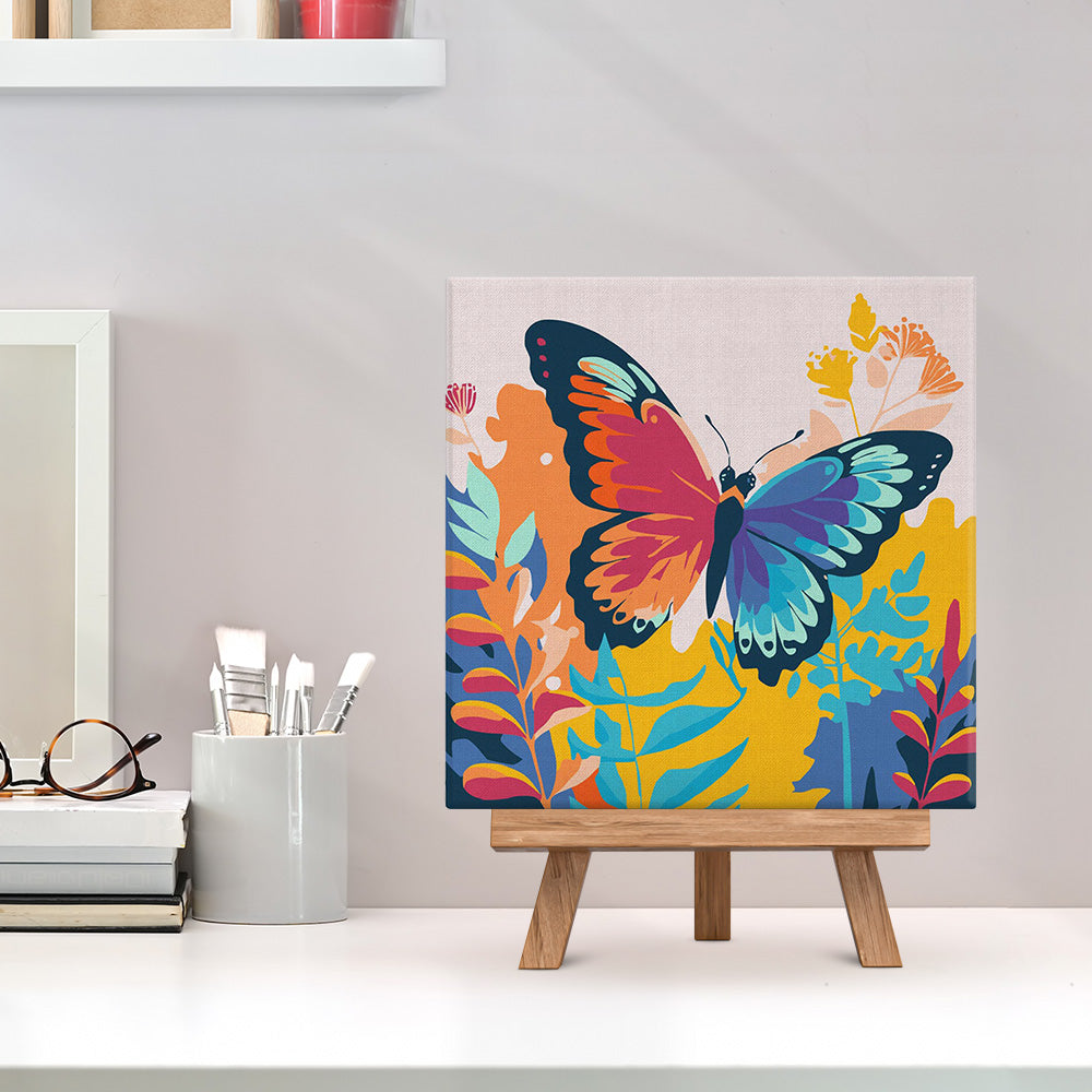 Mini Peinture Par Numéros 20X20Cm Avec Cadre Papillon Tropical