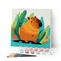 Mini Peinture Par Numéros 20X20Cm Avec Cadre Capybara Tropical