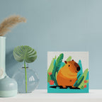 Mini Peinture Par Numéros 20X20Cm Avec Cadre Capybara Tropical