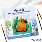 Mini Peinture Par Numéros 20X20Cm Avec Cadre Capybara Tropical