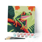 Mini Peinture Par Numéros 20X20Cm Avec Cadre Rainette Tropicale Aux Yeux Rouges