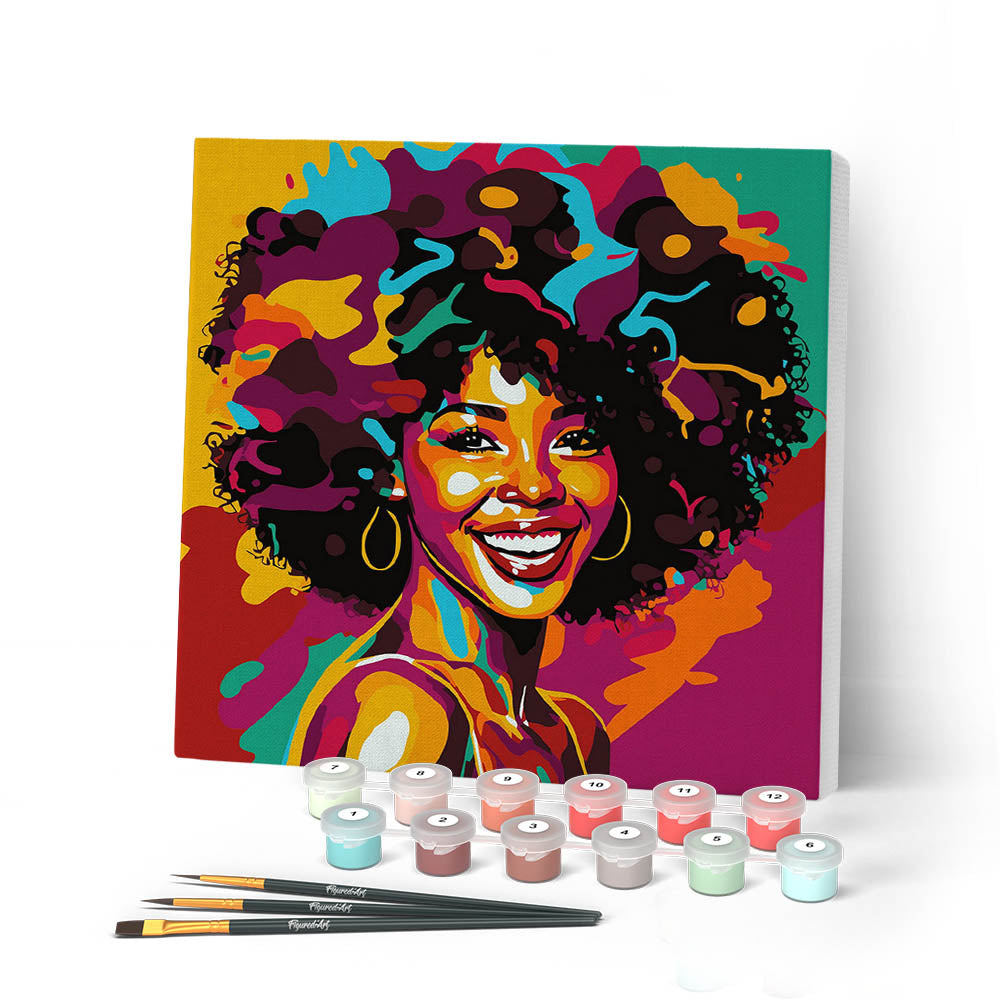 Mini Paint By Numbers 20X20Cm With Frame Pop Art Afro Woman