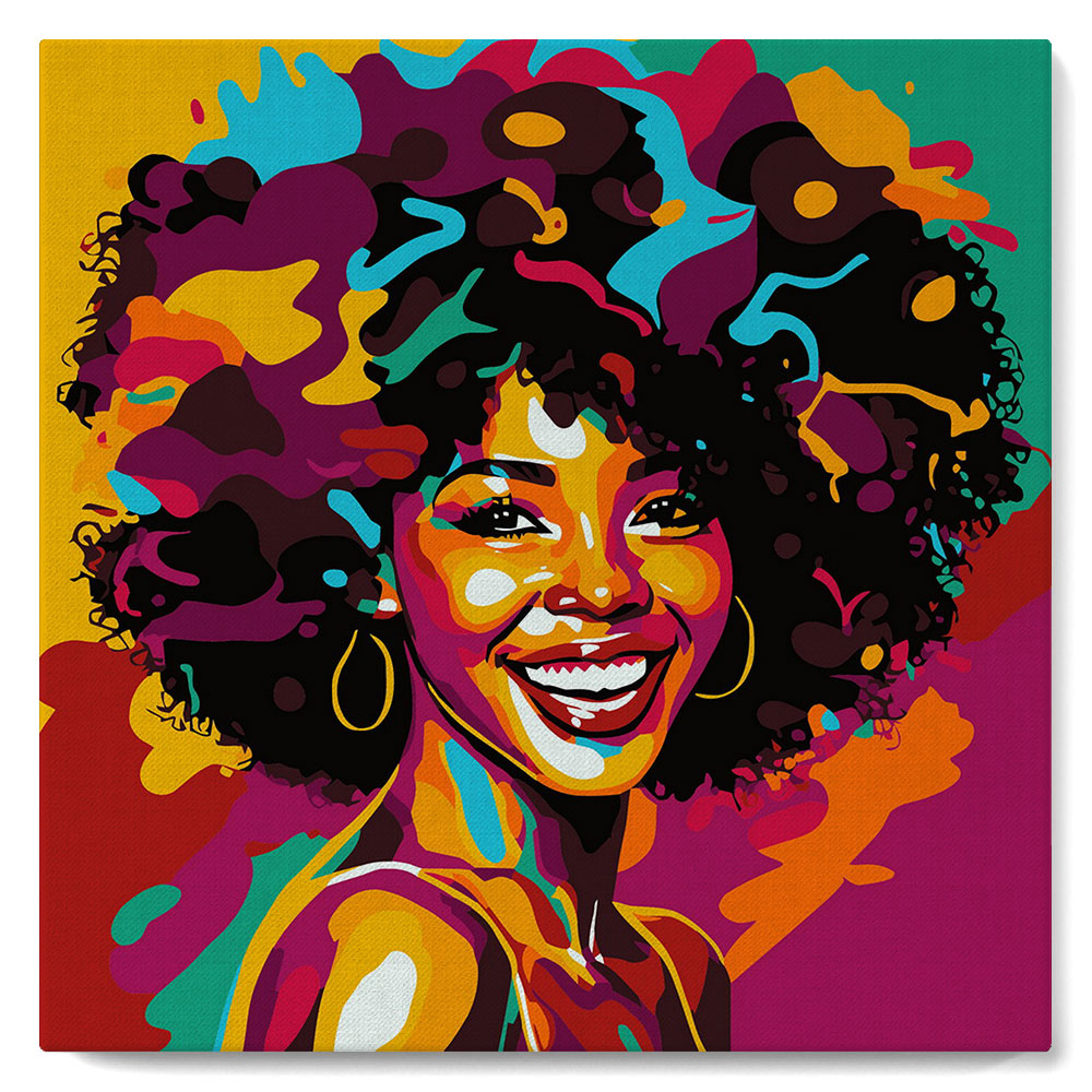 Mini Paint By Numbers 20X20Cm With Frame Pop Art Afro Woman