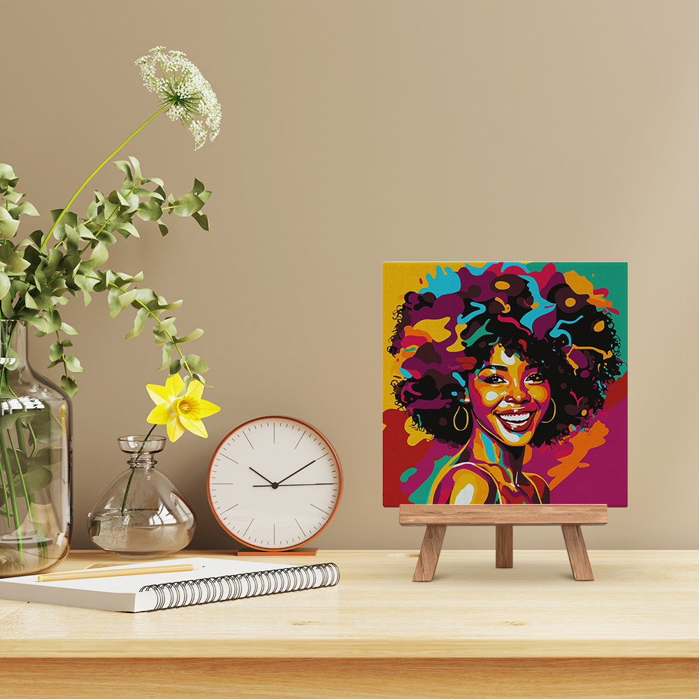 Mini Paint By Numbers 20X20Cm With Frame Pop Art Afro Woman