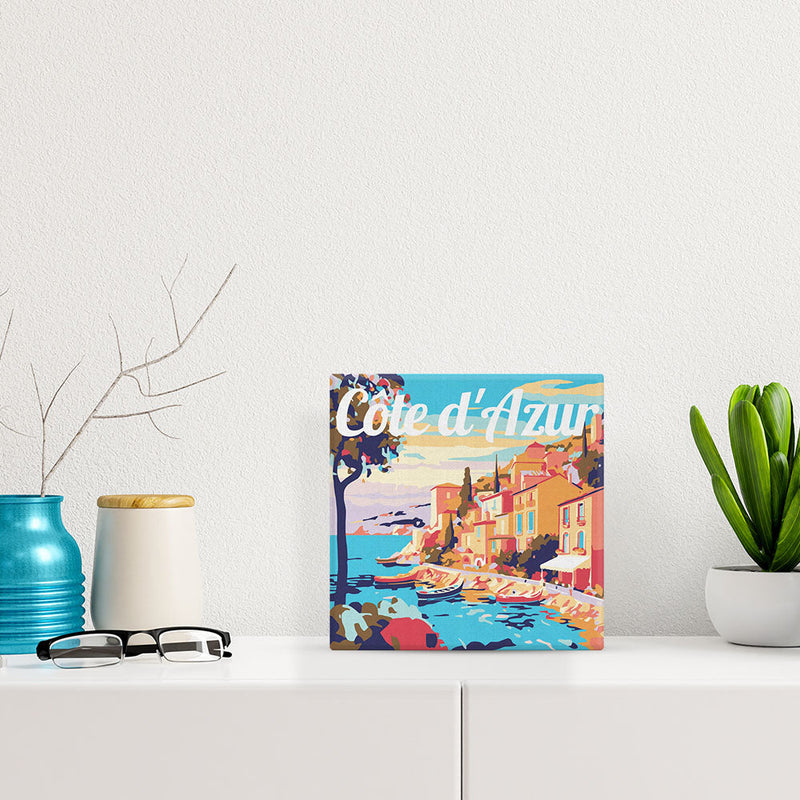 Mini Peinture Par Numéros 20X20Cm Avec Cadre Côte D'Azur