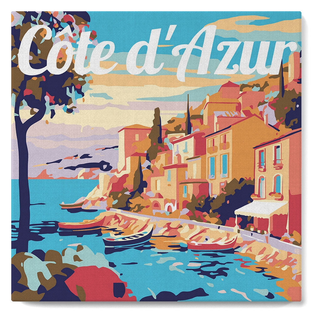 Mini Peinture Par Numéros 20X20Cm Avec Cadre Côte D'Azur