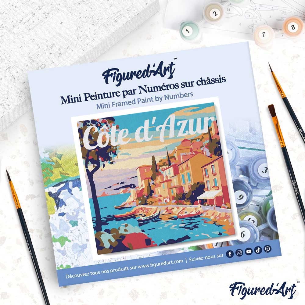Mini Peinture Par Numéros 20X20Cm Avec Cadre Côte D'Azur