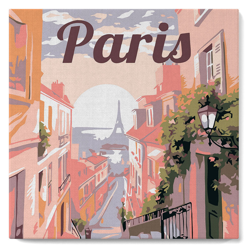 Mini Peinture Par Numéros 20X20Cm Avec Cadre Vue De Paris