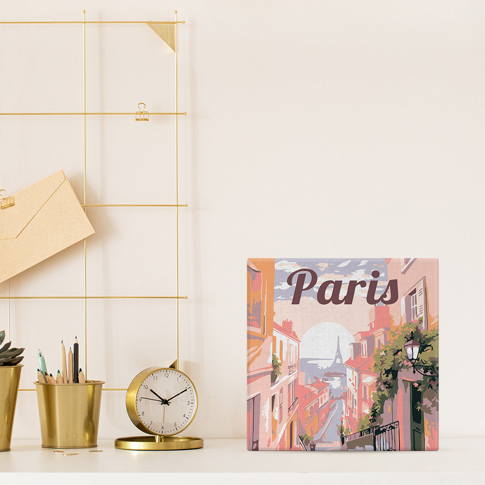 Mini Peinture Par Numéros 20X20Cm Avec Cadre Vue De Paris