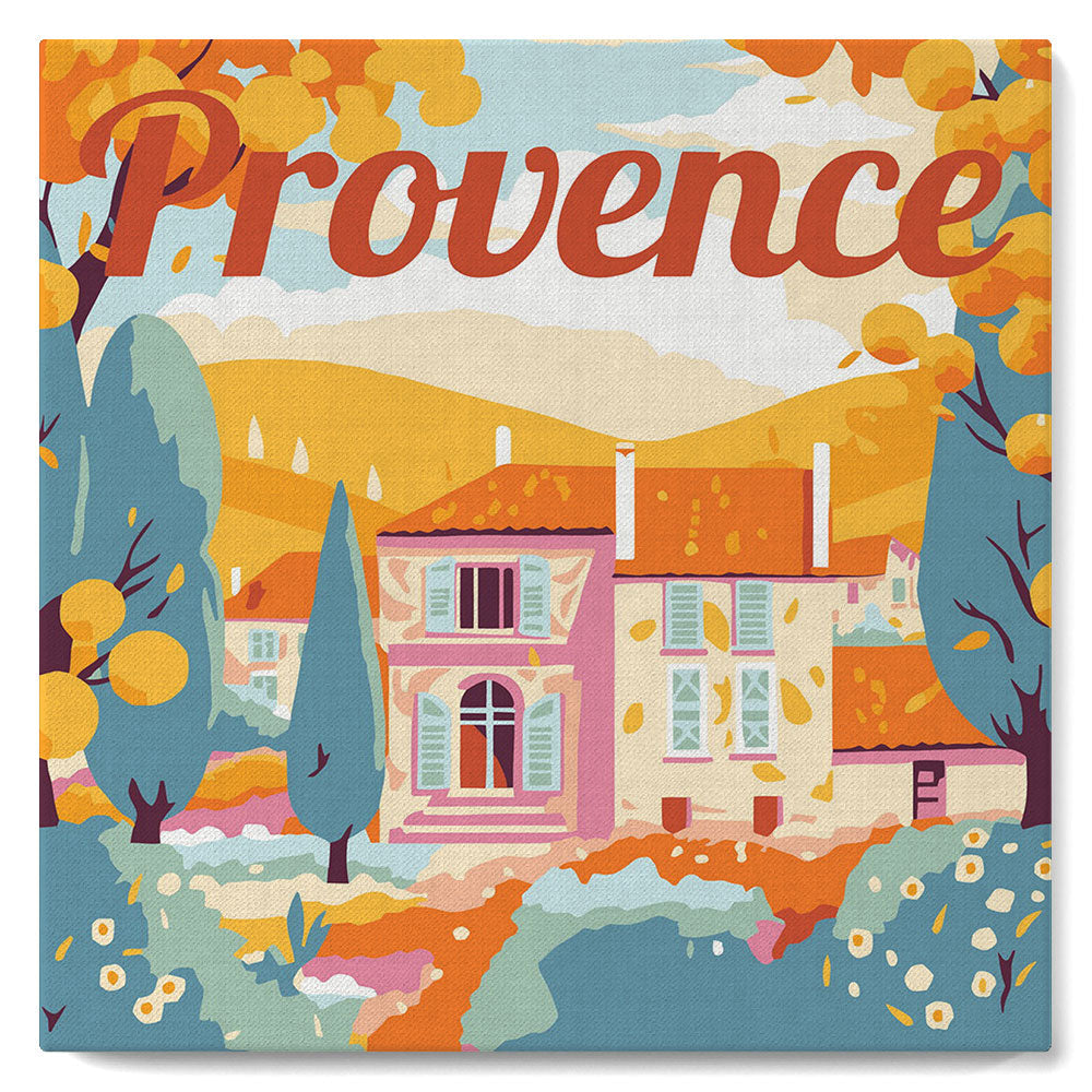 Mini Paint By Numbers 20X20Cm With Frame Autumn In Provence