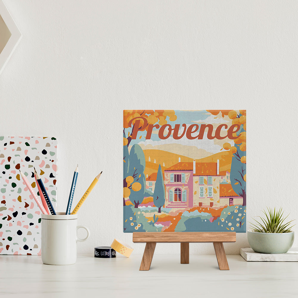 Mini Paint By Numbers 20X20Cm With Frame Autumn In Provence
