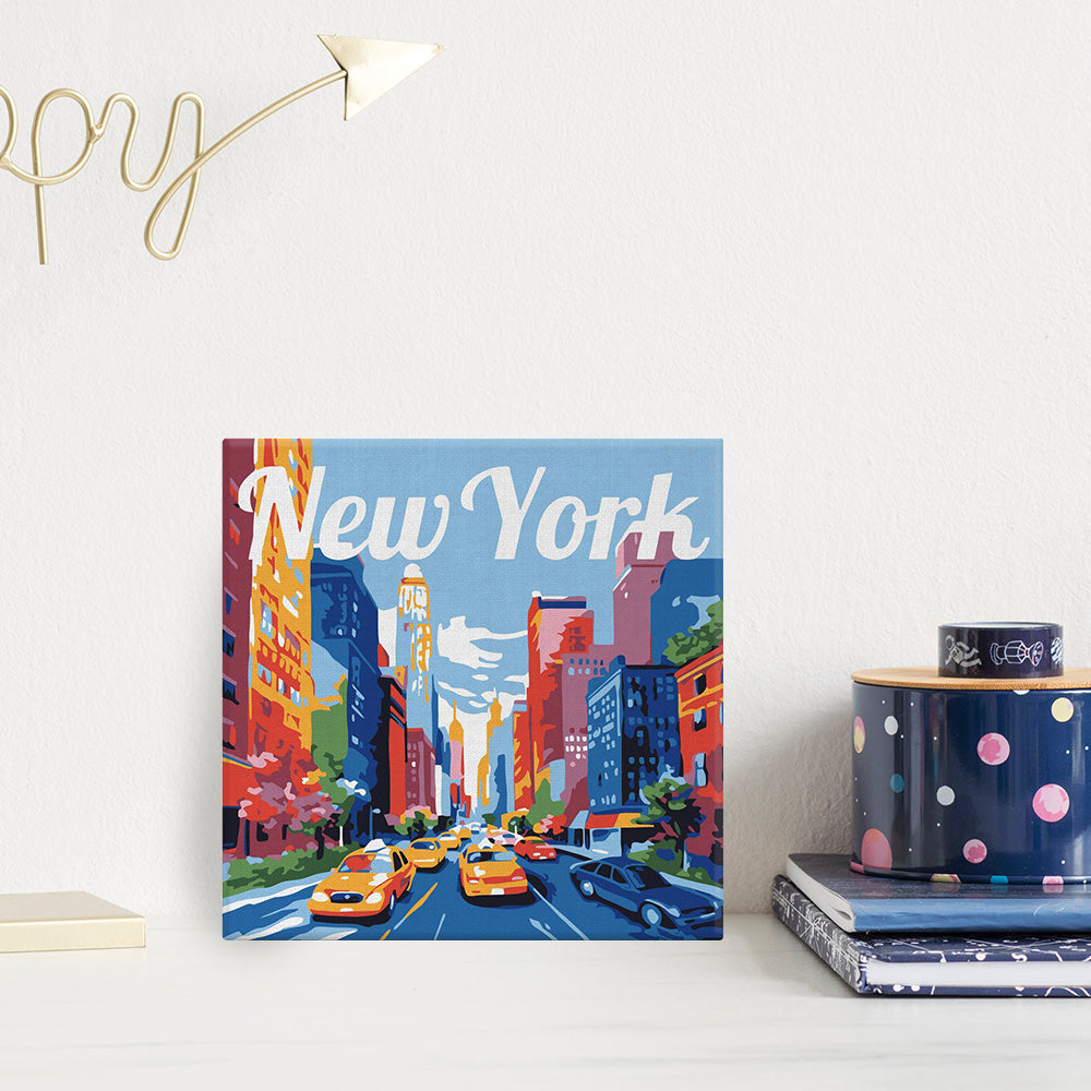 Mini Peinture Par Numéros 20X20Cm Avec Cadre New York
