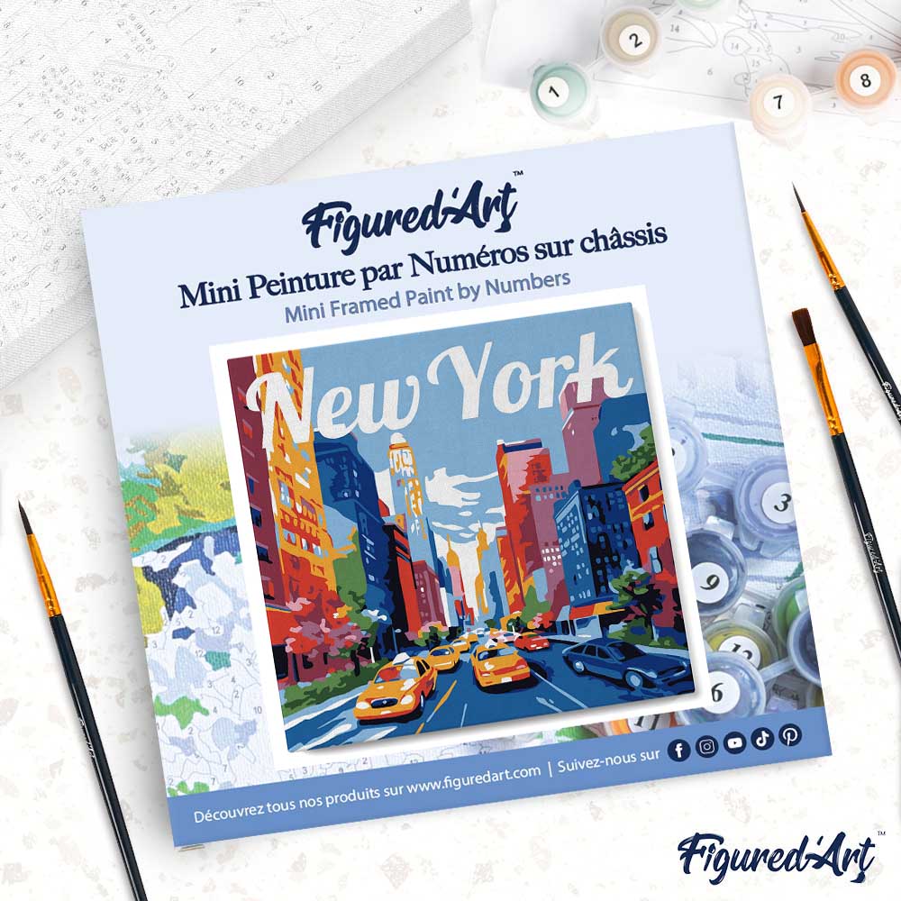 Mini Peinture Par Numéros 20X20Cm Avec Cadre New York