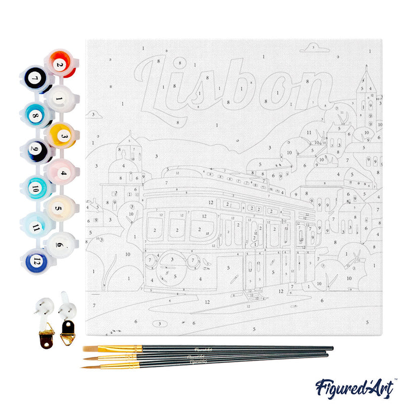 Mini Peinture Par Numéros 20X20Cm Avec Cadre Lisbonne