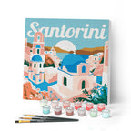 Mini Peinture Par Numéros 20X20Cm Avec Cadre Lever De Soleil À Santorin