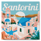 Mini Peinture Par Numéros 20X20Cm Avec Cadre Lever De Soleil À Santorin