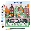 Mini Peinture Par Numéros 20X20Cm Avec Cadre Vélo À Amsterdam